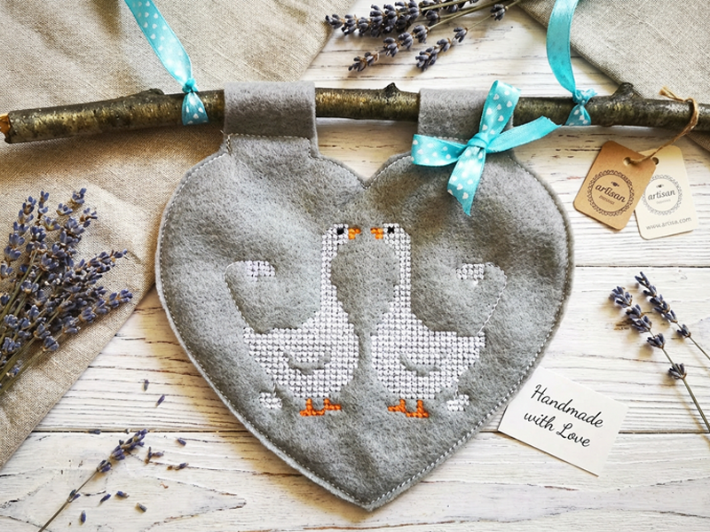 Gans Gänse Liebe - Kreuzstich Stickdatei